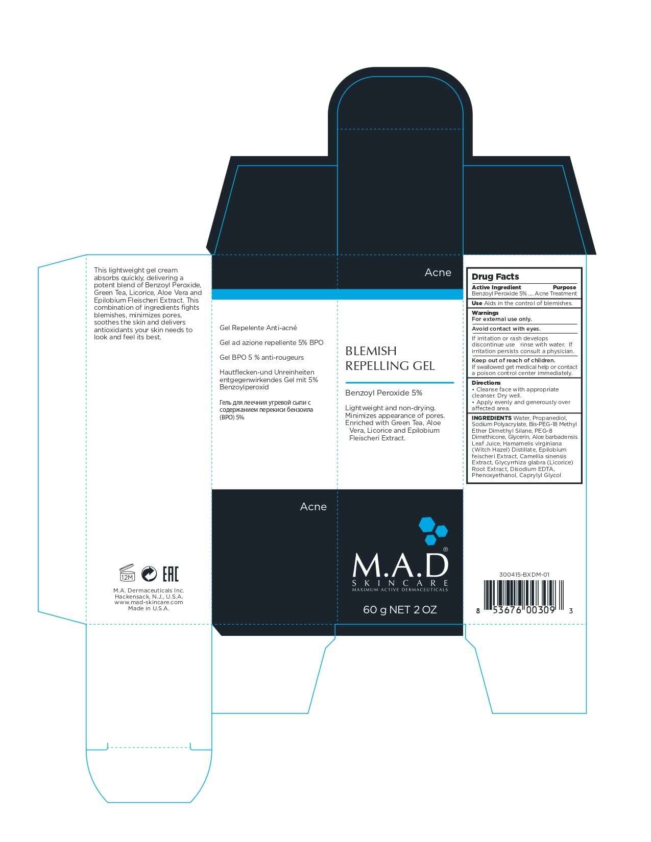 M.A.D Skincare ACNE: Blemish Repelling Gel 5% BPO - 60g