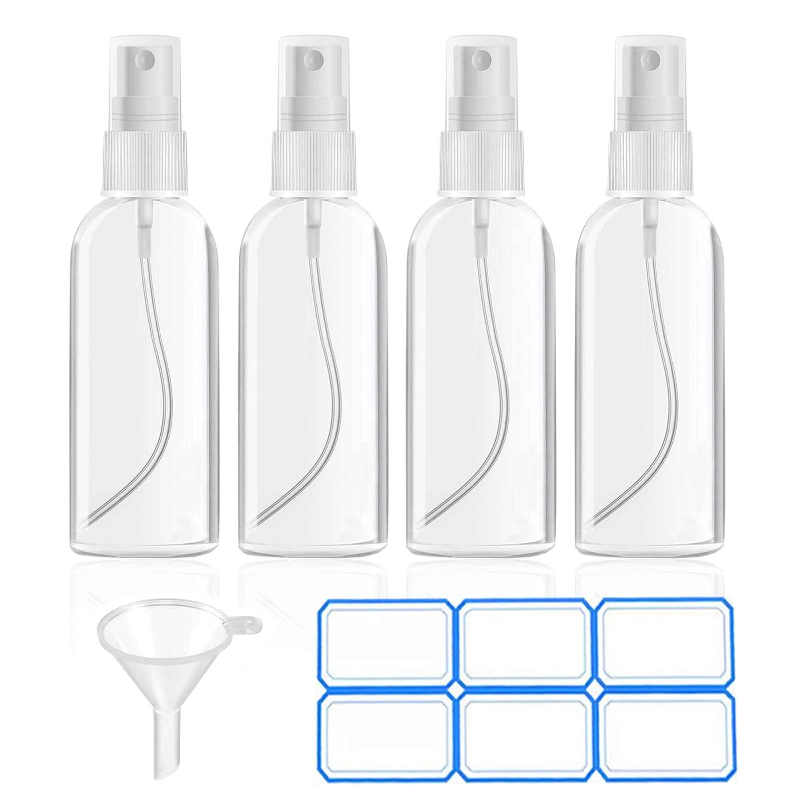 DTDNZKN 4 Pack 2 Oz (50ml) Mini Spray Bottles Clear Travel Size Spray Bottles Leak Proof with Funnels and Labels