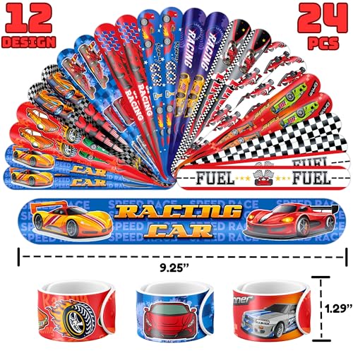 72PC Racing Party Favors Set - 48 Tattoos & 24 Slap Bracelets