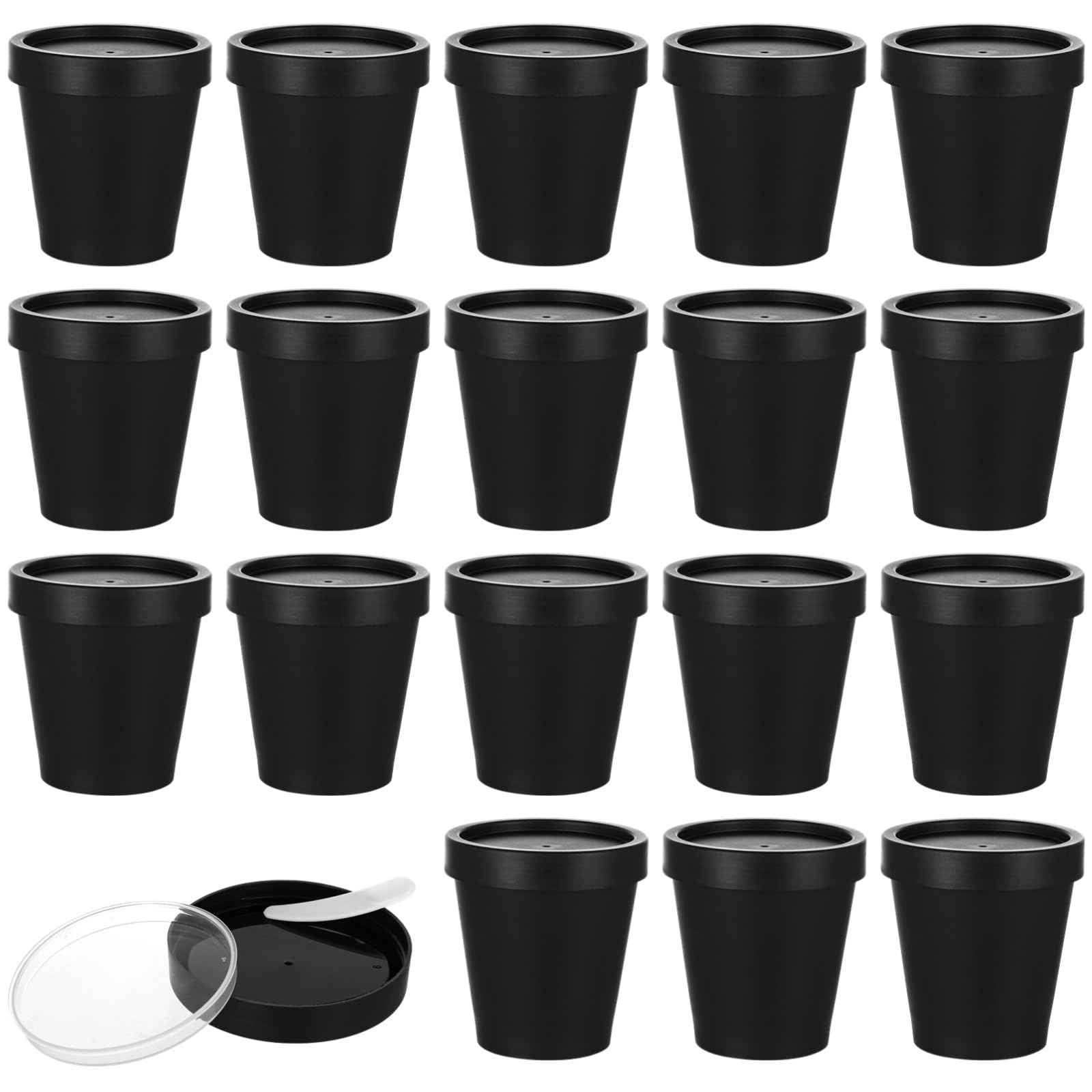 24PCS 7oz Pot Jars with Lids, Spoons for Homemade Lotion, Plastic Empty Containers for Sugar Scrub, Facial Mask Mixing Bowls, Body Lotion SPA