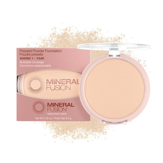 Mineral Fusion Pressed Powder Foundation, Warm 1 - Light/Med Skin w/Yellowish Undertones, Age Defying Foundation Makeup with Matte Finish, Talc Free Face Powder, Hypoallergenic, Cruelty-Free, 0.32 Oz