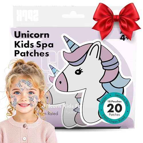 Unicorn Kids Face Masks Skincare Set (20pcs), Organic Vegan & Kid Safe Skin Care Ages 4+, Cute Animal Sheet Masks for Girls, Spa Day, Sleepover, Slumber Party Favors, Stuffs and Gifts for Little Girls