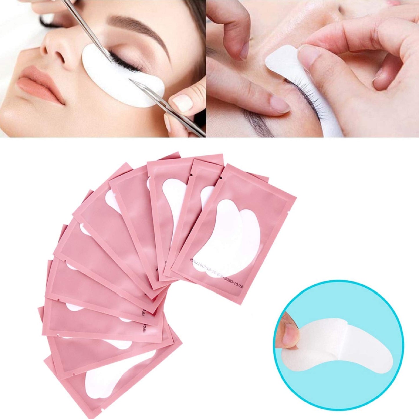 100 Pairs Set Under Eye Pads, Comfy and Cool Under Eye Patches Gel Pad for Eyelash Extensions Eye Mask Beauty Tool (Pink)