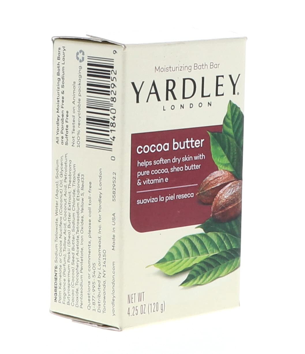 Yardley London Pure Cocoa Butter & Vitamin E Bar Soap, 4.25 Ounces /120 G (Pack of 2)