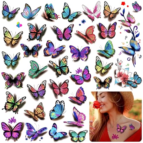 Butterfly Temporary Tattoos Stickers, 252Pcs 60 Sheets