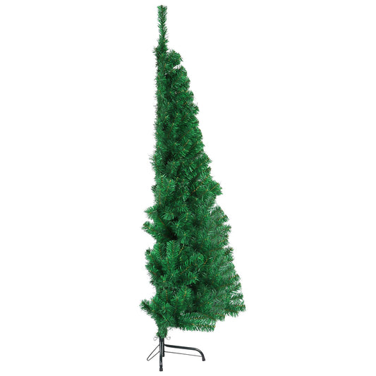 CCINEE 5ft Pine Artificial Christmas Green Half Tree Easy-Assembly with Solid Metal Stand for Wall Xmas Themed Party Decoration Indoor Outdoor Living Room Decor