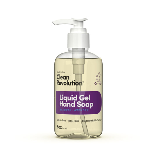 Clean Revolution Liquid Gel Hand Soap, Silky Rich Liquid, Quick Lather, Fast Rinsing, Contains Real Essential Oils (Natural Lavender) 8 Fl Oz (Pack of 6)