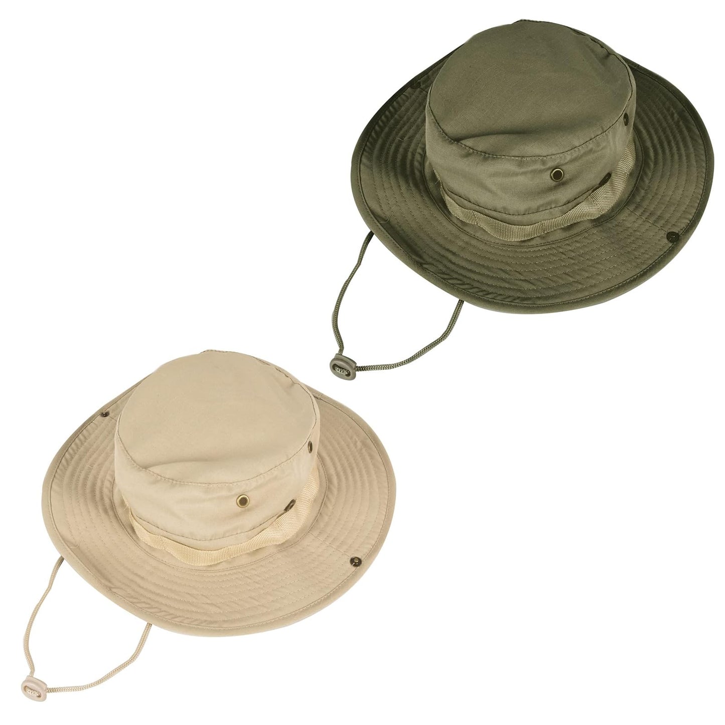 Sun Hats for Men Women Bucket Hat UPF 50+ Boonie Hat Foldable UV Protection Hiking Beach Fishing Summer Safari(2pack-Beige+Green)