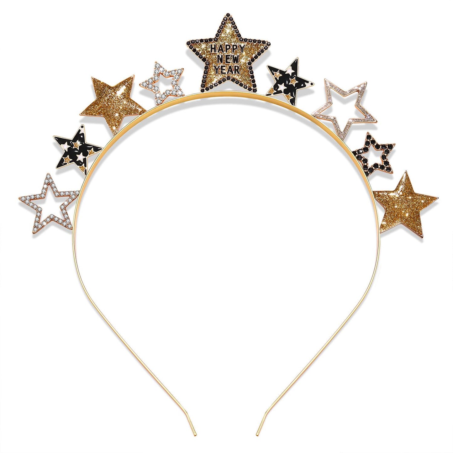 YAHPERN Happy New Year Headbands for Women Rhinestone New Year’s Eve Hairbands New Year Party Supplies Hair Accessory Gifts (Star A)