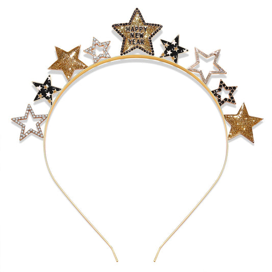 YAHPERN Happy New Year Headbands for Women Rhinestone New Year’s Eve Hairbands New Year Party Supplies Hair Accessory Gifts (Star A)