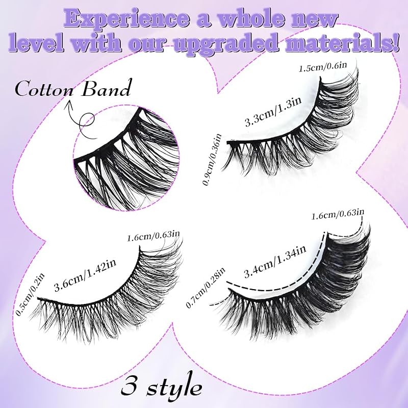 Royaomis D Curl Russian Strip Lashes 12-18mm - 21 Pairs