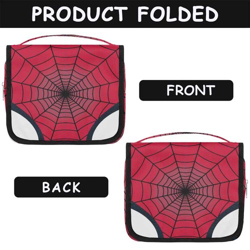 ADTASU Boys Toiletry Bag - Waterproof Kids Hanging Makeup Cosmetic Dopp Kit Spider Web Shaving Bags for Travel Picnic Camping