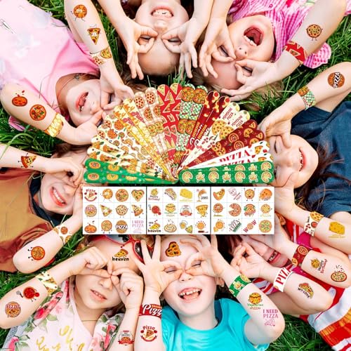 Pizza Party Favors Set - 24 Slap Bracelets & 36 Temporary Tattoos