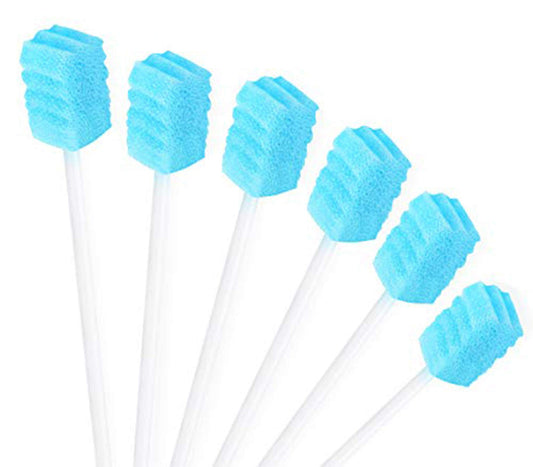 (100 Pack) Disposable Mouth Swabs Sponge - Unflavored & Sterile Oral Swabs Dental Swabsticks for Mouth Cleaning(Contains tooth powder)