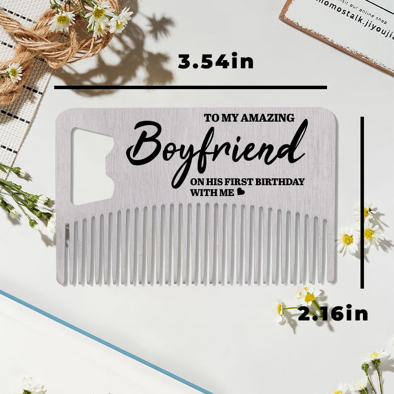 Boyfriend First Birthday Gifts for Boyfriend Bf 1st Birthday Gift for Boyfriend Fiance Mens Beard Comb for Beard Men Boyfriend Happy Birthday Presents for Men Boyfriend Bf Gift Bottle Opener