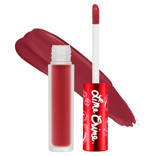 Lime Crime Velvetines Liquid Matte Lipstick, Red Rose (Ruby Red) - Bold, Long Lasting Shades & Lip Lining - Stellar Color & High Comfort for All-Day Wear - Talc-Free & Paraben-Free