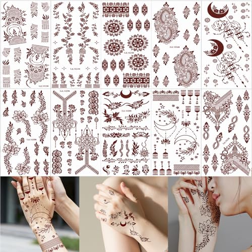 Large Hand Tattoo Stickers – Waterproof Henna-Style Temporary Tattoos