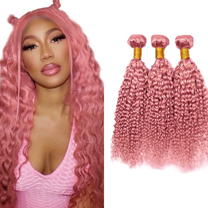 FuivJuix Pink Water Wave Human Hair Bundles - 30 to 34 Inch