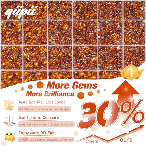 Orange Red Crystal Rhinestones 2mm-6mm with B7000 Glue Bedazzler Kit