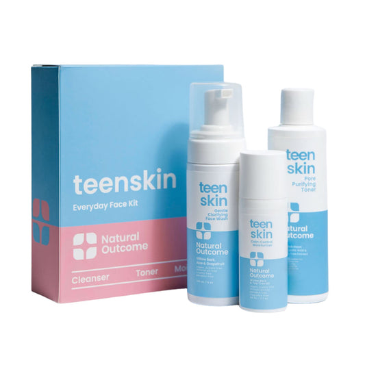 Natural Outcome Teen Skin 3-Step Skin Care Kit | Daily Boys & Girls Skin Care Regimen | Face Wash, Toner, & Moisturizer | Perfect for Teens Preteens & Kids Looking to Prevent Acne | 3 Pc