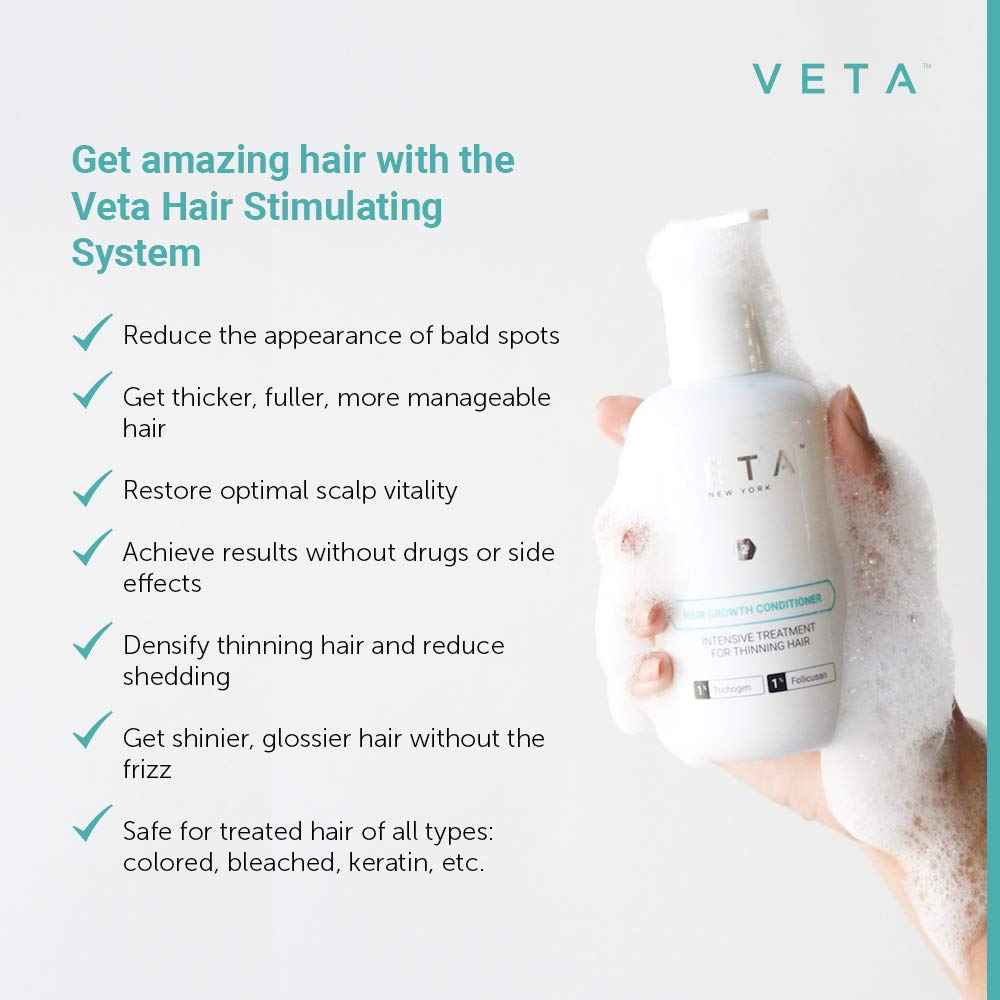 Hair Stimulating Conditioner For Hair Loss. 1% Follicusan, 1% Trichogen. Prevent Further Thinning, Support Lasting stimulation, Infuse Healthy Shine. Experience Youthful Hair. 8.5 fl. oz - Veta