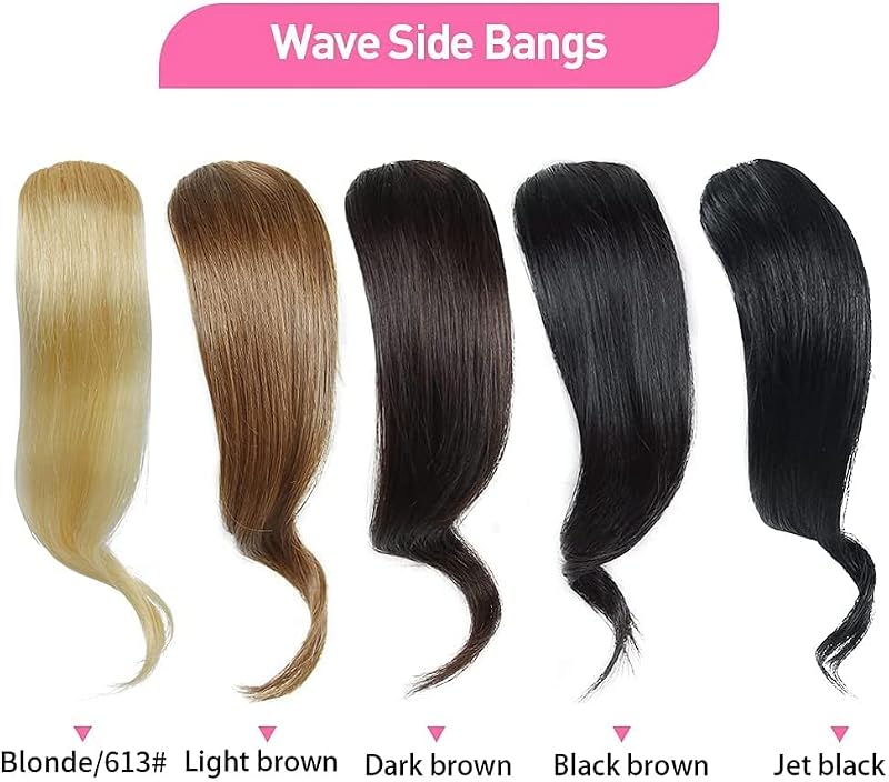 2 Pack Clip-in Wave Side Bangs Human Hair Blonde Extensions