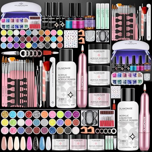 Acrylic Nail Kit for Beginners: Professional Acrylic Nail Kit Set with Everything Drill Powder Nail Art Starter Tech Kit at Home Salon Gift