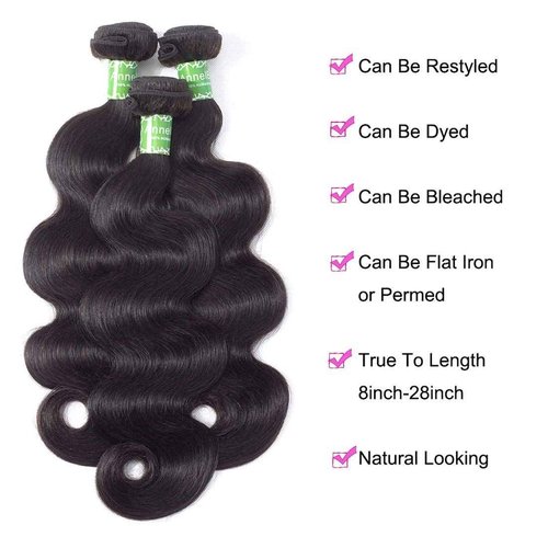 12A Body Wave Bundles Human Hair 10 10 10 10 Inch Human Hair Bundles 100% Virgin Hair 4 Bundles Human Hair Extensions for Women Natural Black