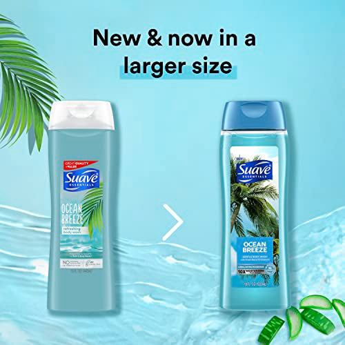 Suave Essentials Gentle Body Wash Ocean Breeze With a Fresh Oil Blend Essence Infused with Vitamin E & Algae Extract 18 oz