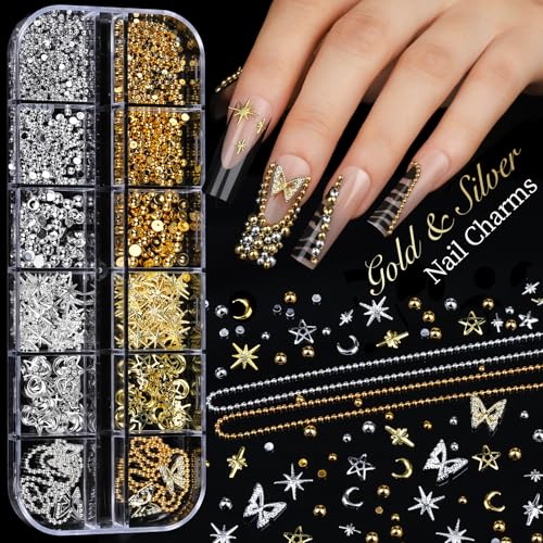 Teenitor DIY Acrylic Nail Art Kit with Clear Coffin Tips & Charms