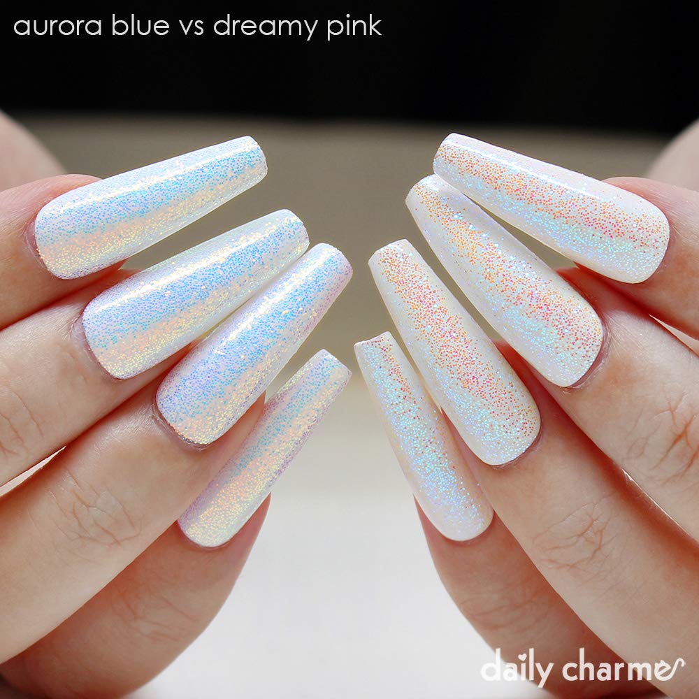 DAILY CHARME Dreamy Fairy Dusy Nail Art Glitter, Iridescent Nail Art Glitter Decoration, Ultra Sparkly Mermaid Nail Glitter, Home DIY/Nail Salon Manicure (0.008 Glitter Dust)