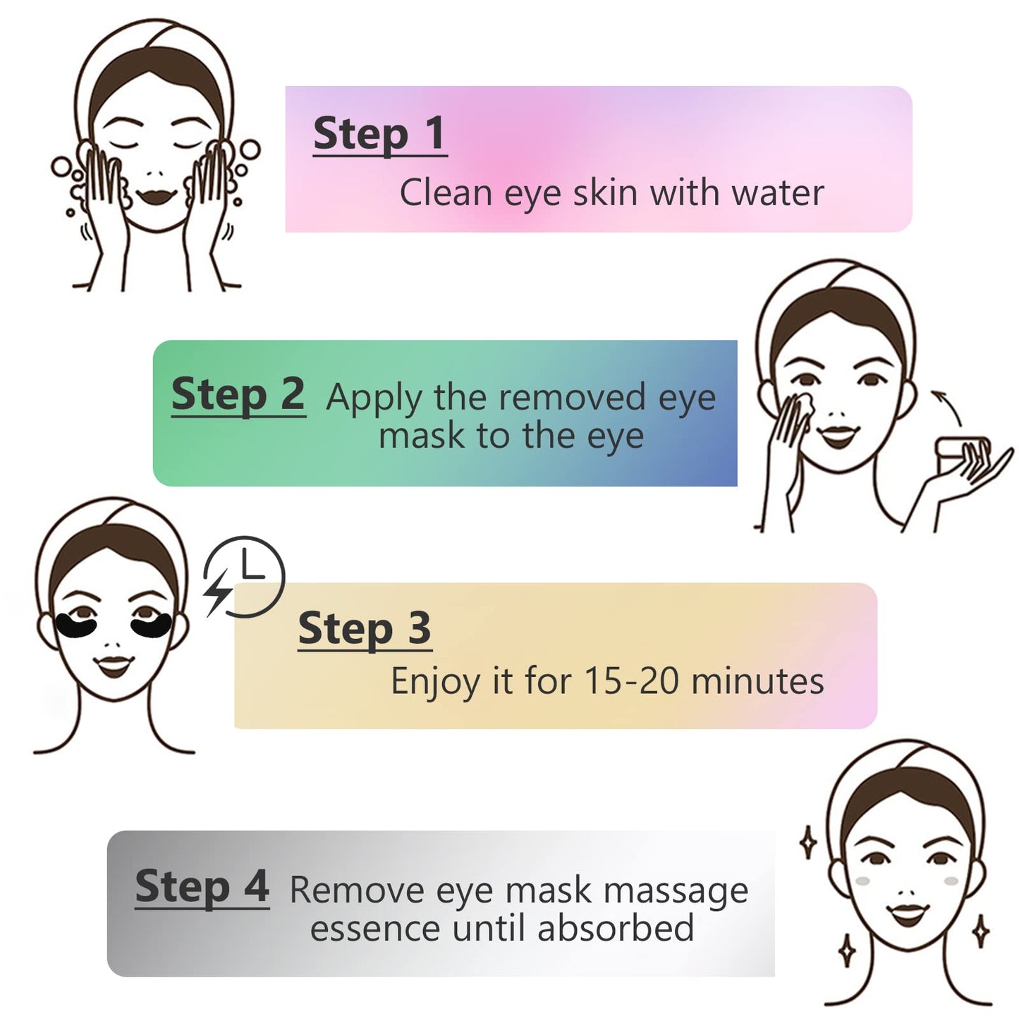 Under Eye Patches -30 Pairs Sakura Essence Eye Mask Eye Pads for Puffy Eyes, Reducing Dark Circles, Anti-Aging, Collagen Eye Mask for Moisturizing, Black