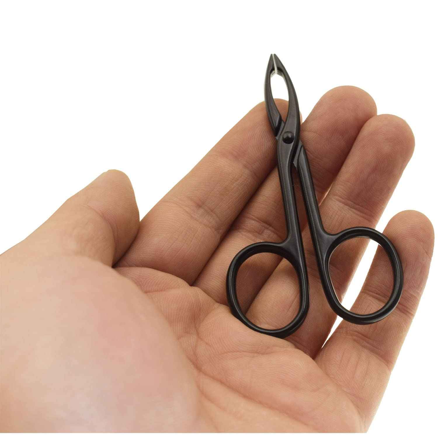 Motanar 2 Pieces Tweezers Scissor Handle Straight Tip Scissor Shaped Eyebrows Tweezers for Hair Plucker Remover Facial Hair Eyebrows Care (Silver and Black)