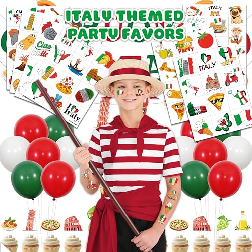 96 PCS Italy Flag Pre-Cut Temporary Tattoos for Kids