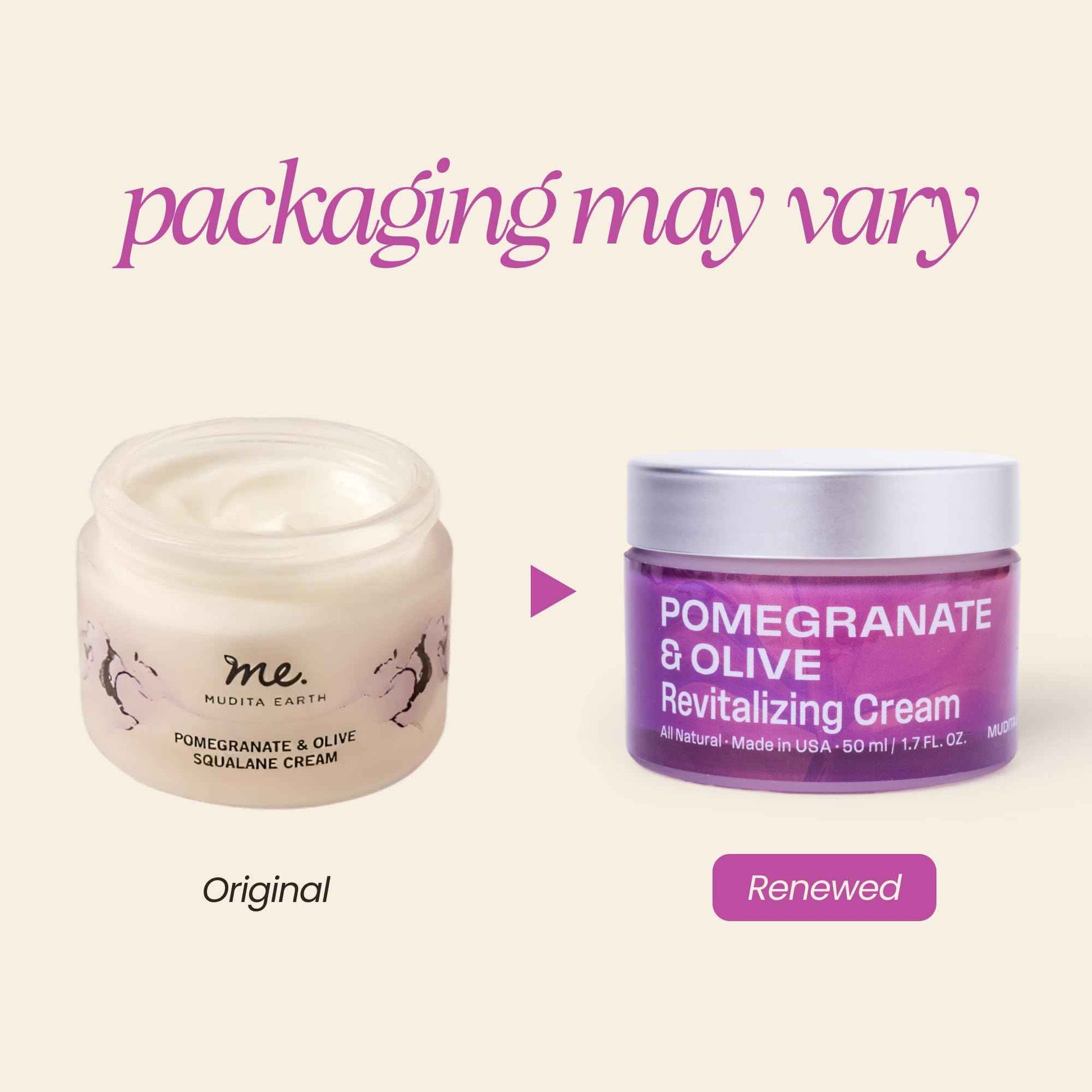 Mudita Earth Squalane Face Cream – 1.7oz | Dermatologist-Tested, Rich Moisturizer for Aging & Dry Skin | Hyaluronic Acid, Pomegranate & Olive, Vegan Caviar for Wrinkles, Dark Spots & Hyperpigmentation