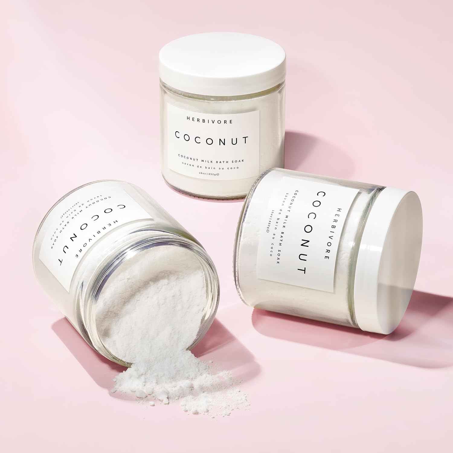 HERBIVORE Coconut Milk Bath Soak | Deeply Hydrating + Skin Softening, Soothing Light Coconut Scent, Vegan, Plant-Based, 237 mL / 8 oz (2-pack)