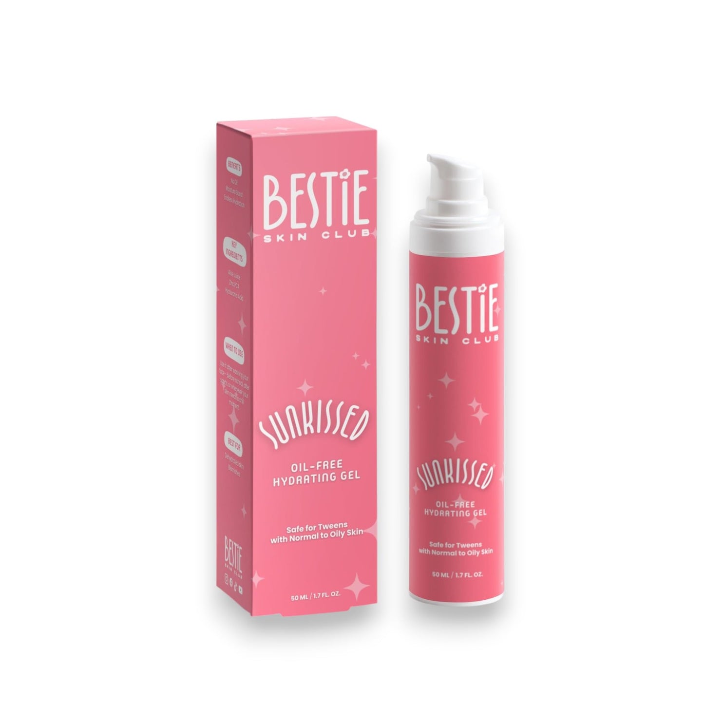 Bestie Skin Club Sunkissed Oil-Free Hydrating Gel, 1.7 fl oz, Lightweight Moisturizer for Normal to Oily Skin