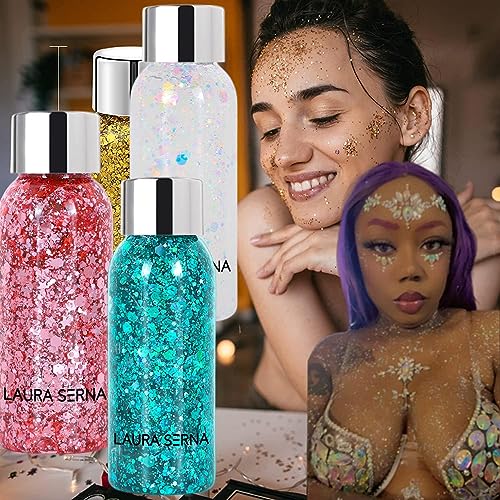 9 Pack Glitter Gel - Mermaid Sequin for Face, Eyes & Lips