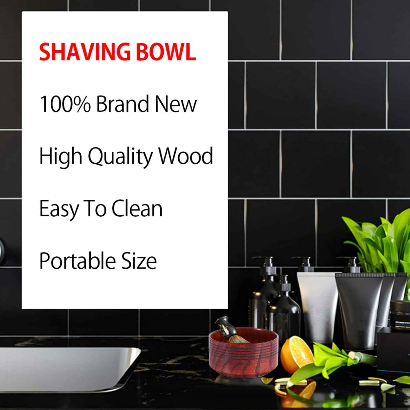 Saluaqui Wood Shaving Soap Bowl Cup Mug Tool, Man Shaver Cleansing Foam Round Lightweight Firm Environmental, Delicate Appearance, Good Mood When Shaving