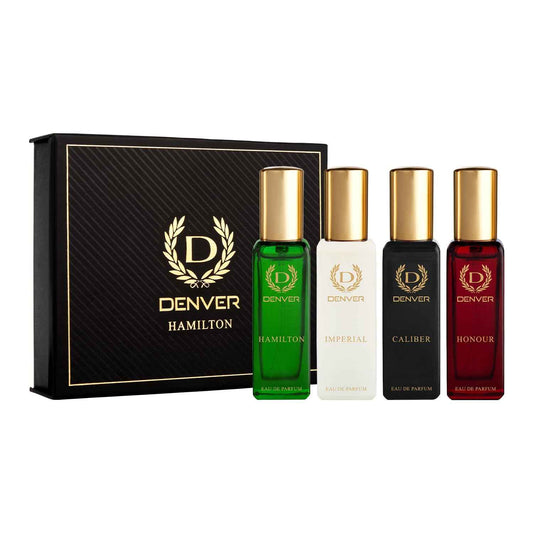 Denver Premium Gift Set for Men, 4x20ml Eau de Parfum Collection | Hamilton, Caliber, Imperial and Honour | Long-Lasting Fragrance and Odor Protection