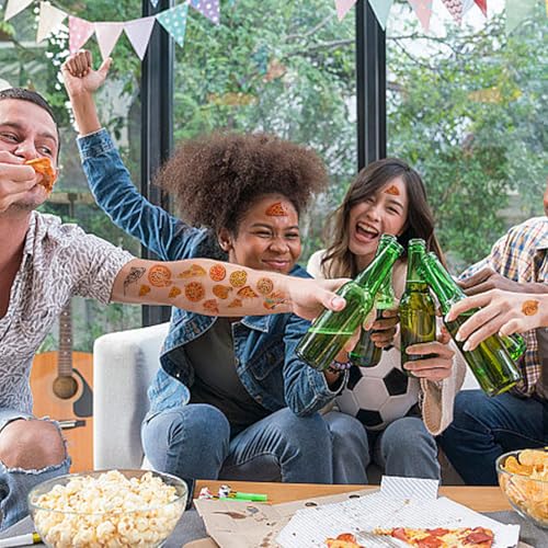 368 Pieces Pizza Party Temporary Tattoos for Kids - Food/Pizza Themed Party Supplies Goodie Bag Stuffers Favors Prize Stickers(24 Sheets)