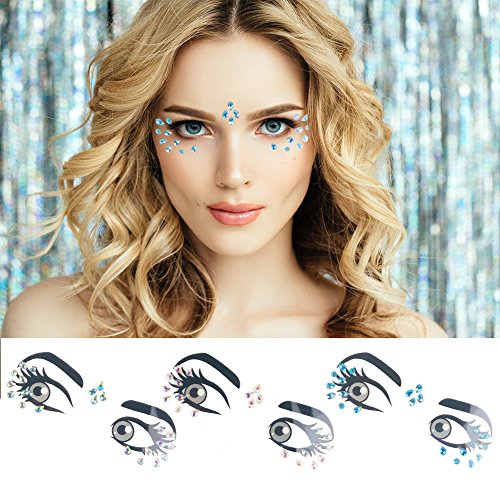 Mermaid Tear Face Gems Rhinestone Tattoo Stickers 3-Pack