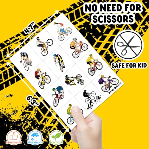 96 Bike Temporary Tattoos - Bicycle Stickers for Kids & Adults
