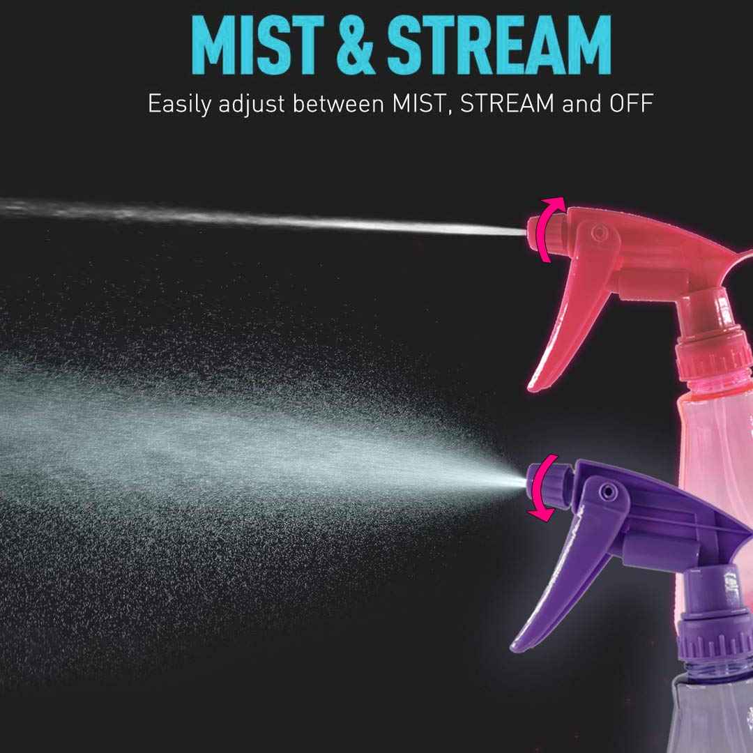 EZPRO USA Empty Spray Bottles 12oz PET Plastic for Hair, Multi Purpose Colored, Dog Grooming, Cat Training, Water Mister Sprayer, Clear Small, Pack of 4