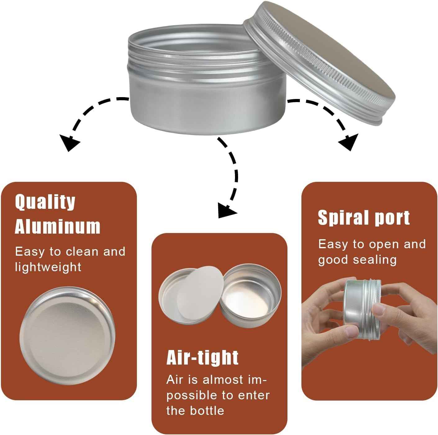 LIYAR 3 oz Tins with Lids, 40 Pack Aluminum Jars 3 oz Tin Salve Tins Refillable Containers With Screw Top and Labels for Salve,Candle,Spices or Balms(Silver)