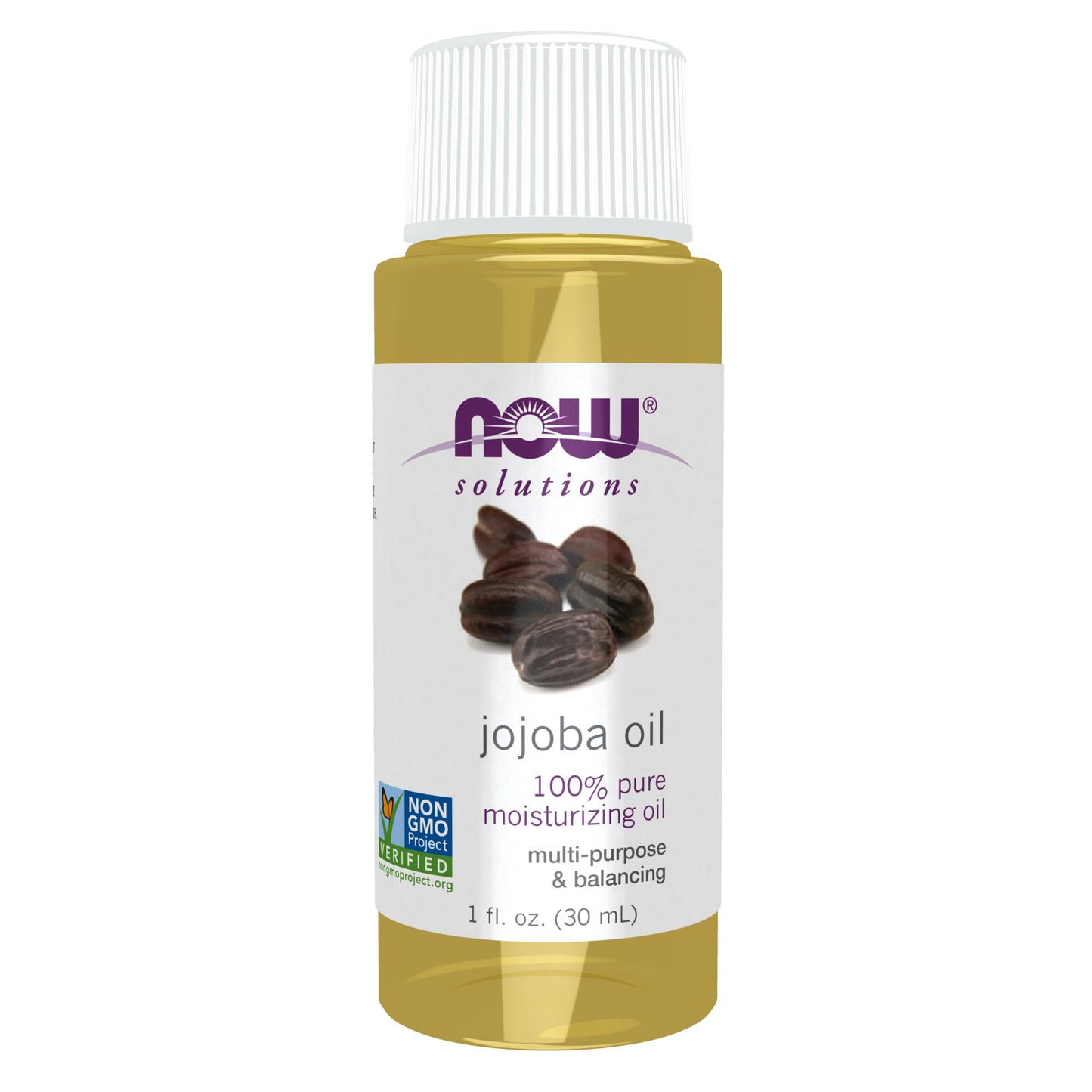 NOW Foods Solutions, Jojoba Oil, 100% Pure Moisturizing, Multi-Purpose Oil for Face, Hair and Body, 1-Ounce