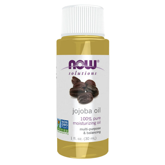 NOW Foods Solutions, Jojoba Oil, 100% Pure Moisturizing, Multi-Purpose Oil for Face, Hair and Body, 1-Ounce