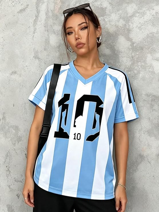 Argentina Soccer Cup 2026 Women's Oversized V-Neck Jersey