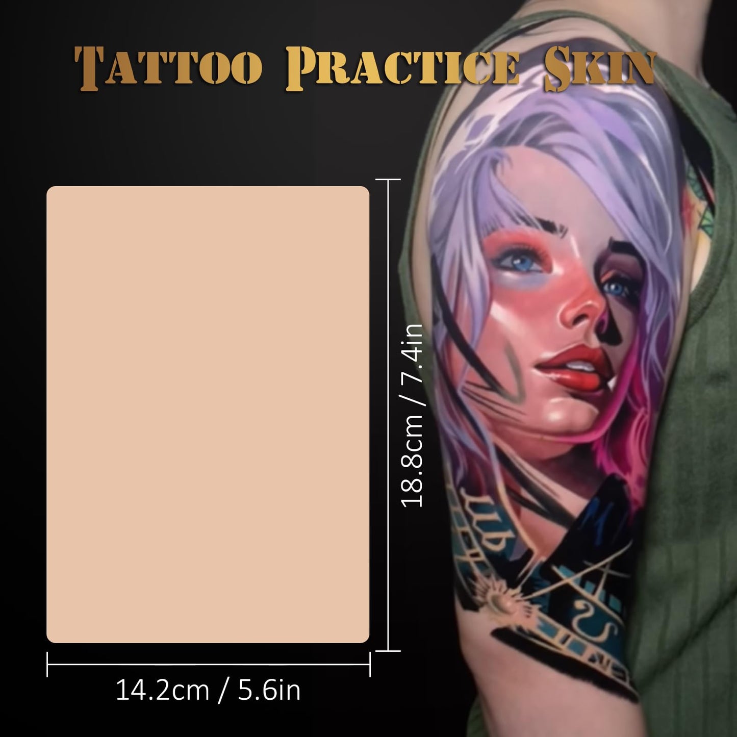 3MM Tattoo Practice Skin - Jconly 10Pcs Double Sides Thick Fake Skin Tattoo Skin for Practicing, 8×6 in Soft Practice Skin for Beginners and Experienced Tattoo Artists……