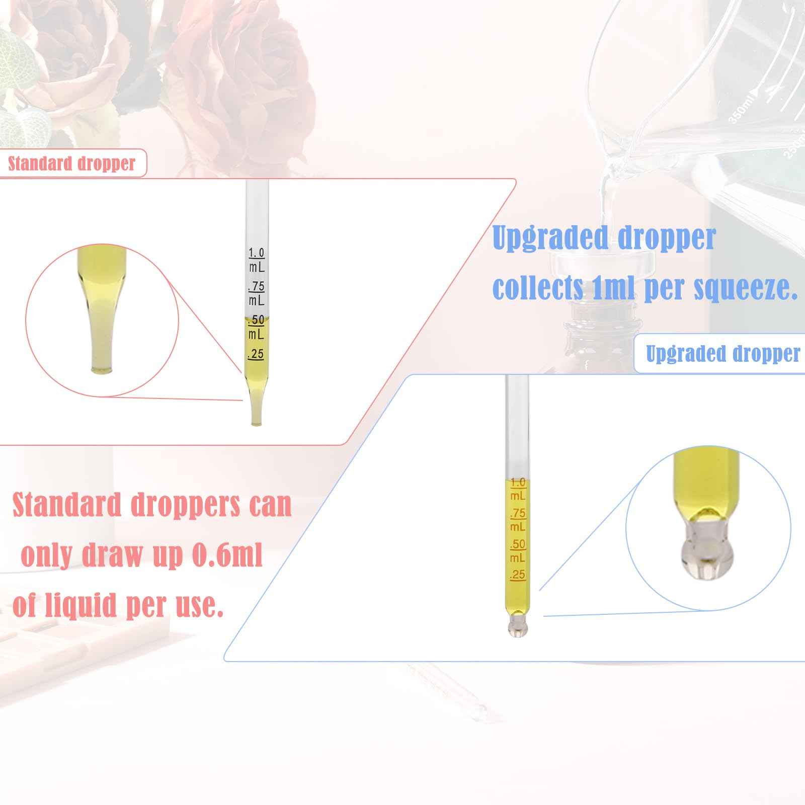 RAMFIYN 3 pack 4oz Amber Glass Dropper Bottle Refillable Tincture Bottles with Strong Measured Dropper Empty Essential Oil Container with Funnel and Labels